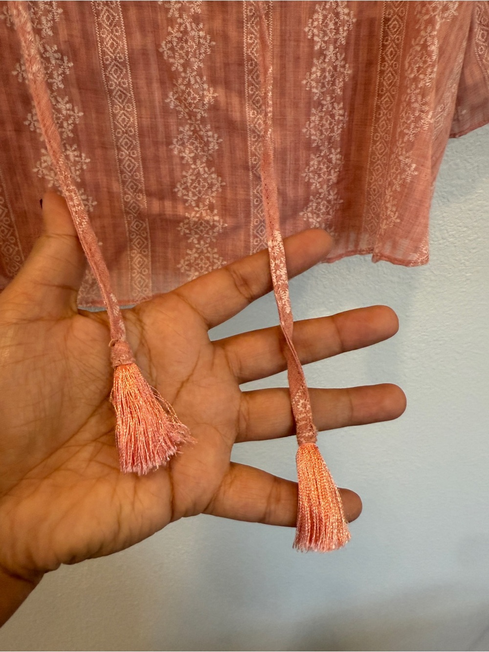 Anthro-Inspired Pink Boho Peasant Top - Picture 3 of 6